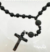 33 Bead Anglican Prayer Beads BLACK LAVA STONES WITH STAINLESS STEEL CROSS