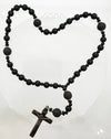 33 Bead Anglican Prayer Beads BLACK LAVA STONES WITH STAINLESS STEEL CROSS