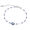 Sterling silver dark blue enamel evil eye bracelet