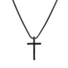 Stainless steel box chain necklace with long round edged cross