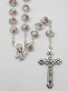 Catholic Rosary - GLASS FLOWER INSERT WHITE/PINK