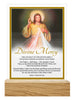 GLASS PLAQUE WITH WOOD BASE - DIVINE MERCY