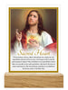 GLASS PLAQUE WITH WOOD BASE - SACRED HEART OF JESUS