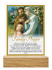 GLASS PLAQUE WITH WOOD BASE - HOLY FAMILY