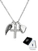 GIFT OF FAITH - NECKLACE CROOSS / HEART /WING - STAINLESS STEEL - DIAMONTI