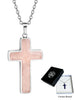 GIFT OF FAITH - QUARTZ ROSE CROSS AND CHAIN - STAINLESS STEEL - 35MM