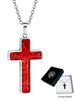 GIFT OF FAITH - RED AGRATE CROSS AND CHAIN - STAINLESS STEEL - 35MM
