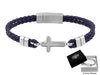 LEATHER BRACELET WITH CROSS BLUE