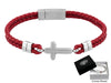 LEATHER BRACELET WITH CROSS RED