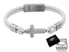 LEATHER BRACELET WITH CROSS WHITE