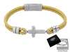 LEATHER BRACELET WITH CROSS TAN