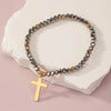 Glass Beads Cross Pendant Bracelet