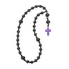 33 Bead Anglican Prayer Beads BLACK STONES WITH PURPLE STONE CROSS