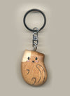 Brown White Cat Wood Keyring