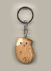 Brown White Cat Wood Keyring