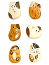Fridge Magnet Wood Pebble Happy Wooden Cats
