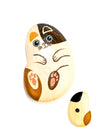 Fridge Magnet Wood Pebble Happy Wooden Cats