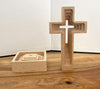 Rustic Beech Wood Cross With Stand