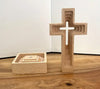 Rustic Beech Wood Cross With Stand