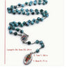 Catholic Rosary - AQUAMARINE AND BLACK WITH MARY MEDALS