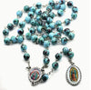 Catholic Rosary - AQUAMARINE AND BLACK WITH MARY MEDALS