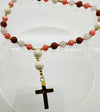 33 Bead Anglican Prayer Beads MULTICOLOURED WITH STAINLESS STEEL GOLD CROSS