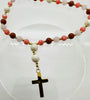 33 Bead Anglican Prayer Beads MULTICOLOURED WITH STAINLESS STEEL GOLD CROSS