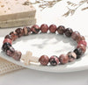 Leopard nature stone Beaded Elastic Bracelet