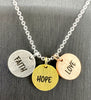 Necklace: Faith Hope Love 3 Charms (Walk By Faith Collection)