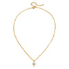 Stainless steel gold figaro chain with pearl cross pendant