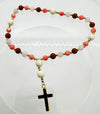 33 Bead Anglican Prayer Beads MULTICOLOURED WITH STAINLESS STEEL GOLD CROSS