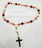 33 Bead Anglican Prayer Beads MULTICOLOURED WITH STAINLESS STEEL GOLD CROSS