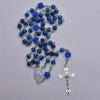 Catholic Rosary - Royal Blue Lacquered Beads 6MM with Miraculous Mary Medal and roses details