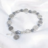 St Benedict silver plated beads elastic bracelet