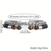 Stainless Steel Double Layer Beaded Black Agate Tiger Eye Stone Cross Pendant Bracelet