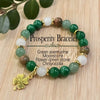 Green Aventurine and Chrysocolla Bead Bracelet with Four-Leaf Clover Pendant