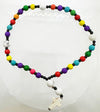 33 Bead Anglican Prayer Beads MULTICOLOURED WITH WHITE STONE CROSS