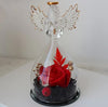 Angel Glass Statue Simulation Rose Flowers