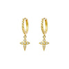 Sterling silver gold plated huggie earring with CZ drop star charm