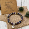 8mm Lapis Lazuli, Tiger'S Eye & Amethyst Beads bracelet with Heart Pendant