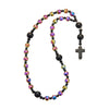 33 Bead Anglican Prayer Beads MULTICOLORED WITH BLACK STONE CROSS