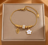 Golden Stainless Steel Flower Pendant Bracelet