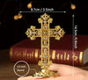 Diamond-Inlaid Gold Metal Cross