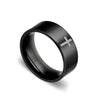 Blaze stainless steel IP shiny black ring with silver cross