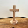 Rustic Beech Wood Cross With Stand