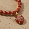Red Coral Bracelet with Love Heart stone charm