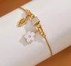 Golden Stainless Steel Flower Pendant Bracelet