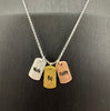 Necklace: 3 Dog Tag Charms, Silver, Gold, Rose Gold, 40.6cm Silver Chain With 5cm Extension (Walk By Faith Collection)
