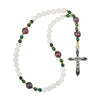 33 Bead Anglican Prayer Beads GREEN AND TIGER EYE STONES WITH STAINLESS STEEL SILVER CROSS