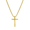 Stainless steel box chain necklace with long round edged cross
